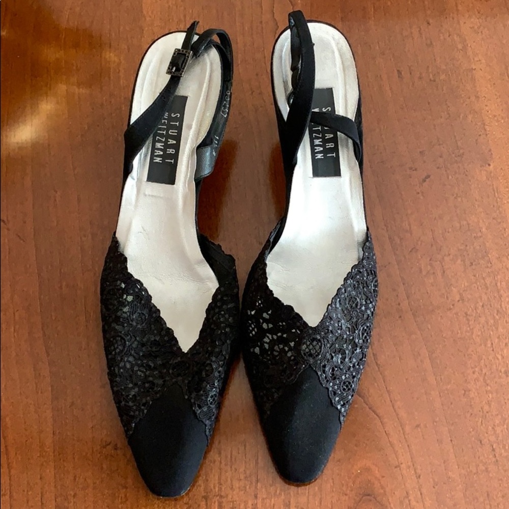 Stuart Weitzman black lace heels